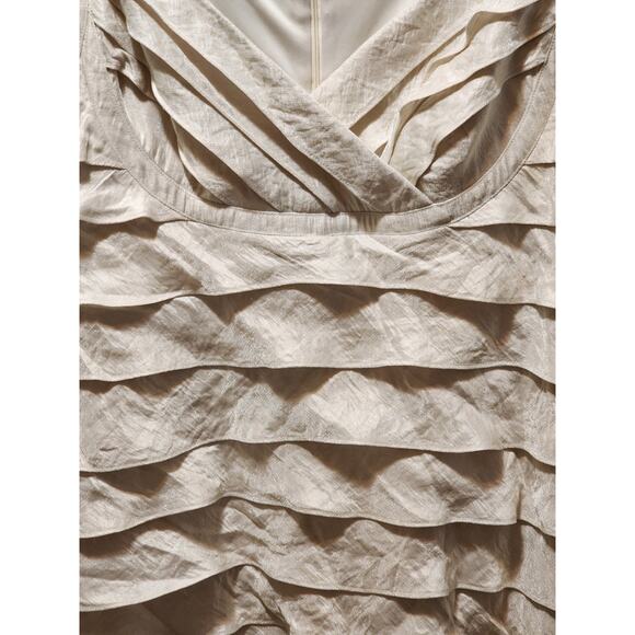London Times Champagne Ruffle Evening Formal Wedding Cocktail Party Dress Sz. 18 - Picture 2 of 9